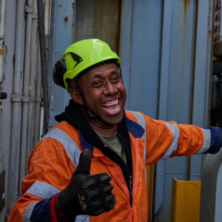 Port of Auckland staff member on the wharf